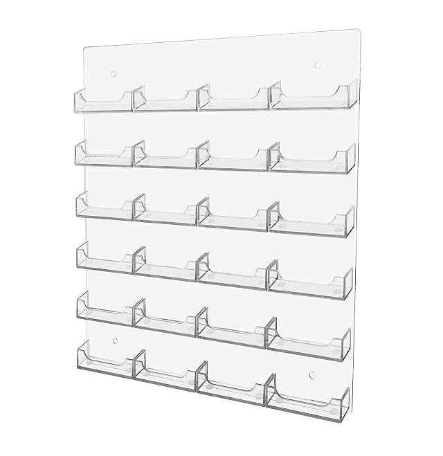 Marketing Holders 12 Pack Wall Business Card Holder with Hanging Hardware Clear Acrylic Display Holds 3 5 x