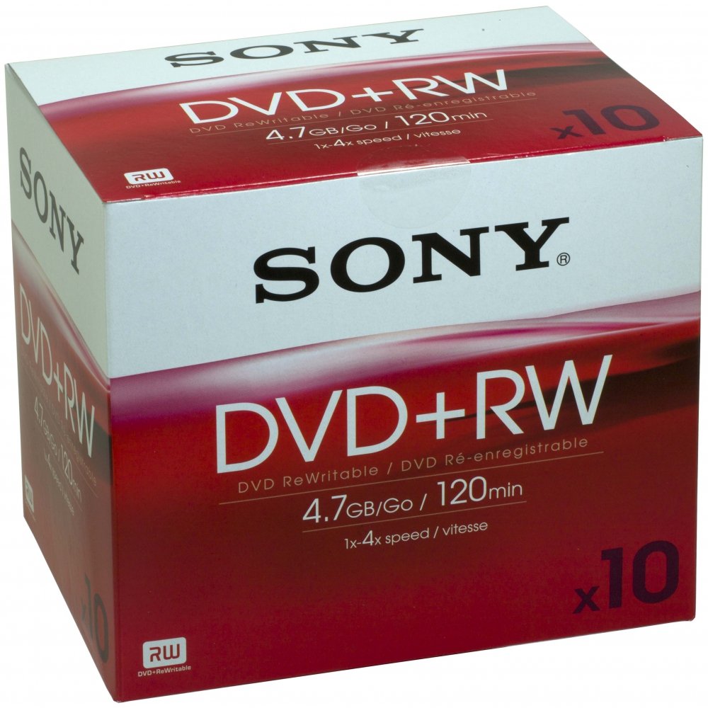 Sony 10DPW120A - Disco DVD+RW regrabable 4.7GB, pack de 10