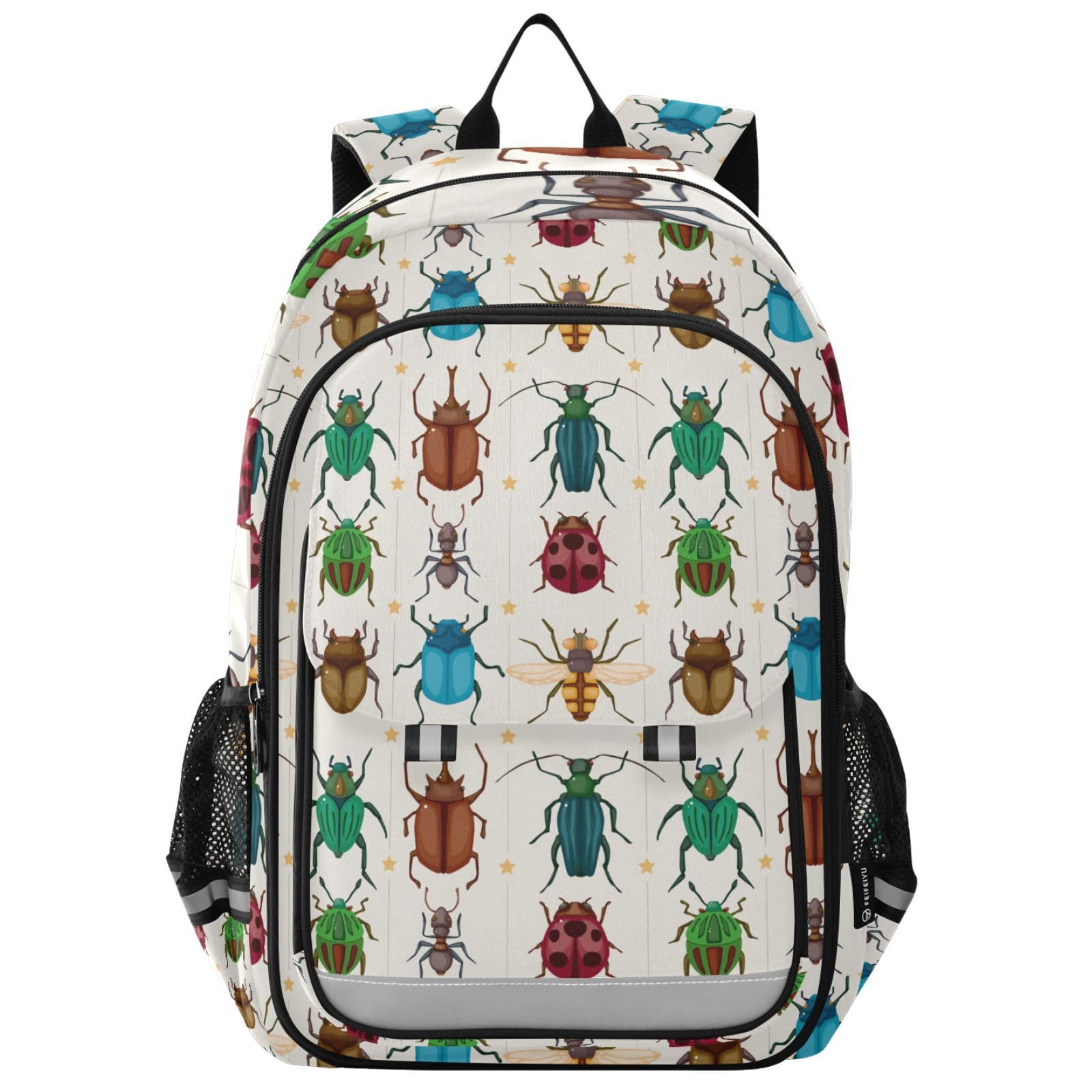 Jucciaco Cartoon Insect Bug School Backpack Laptop Travel Daypack for Kids Girls Boys, Personalized Computer Notebooks Bookbag with Adjustable Padded
