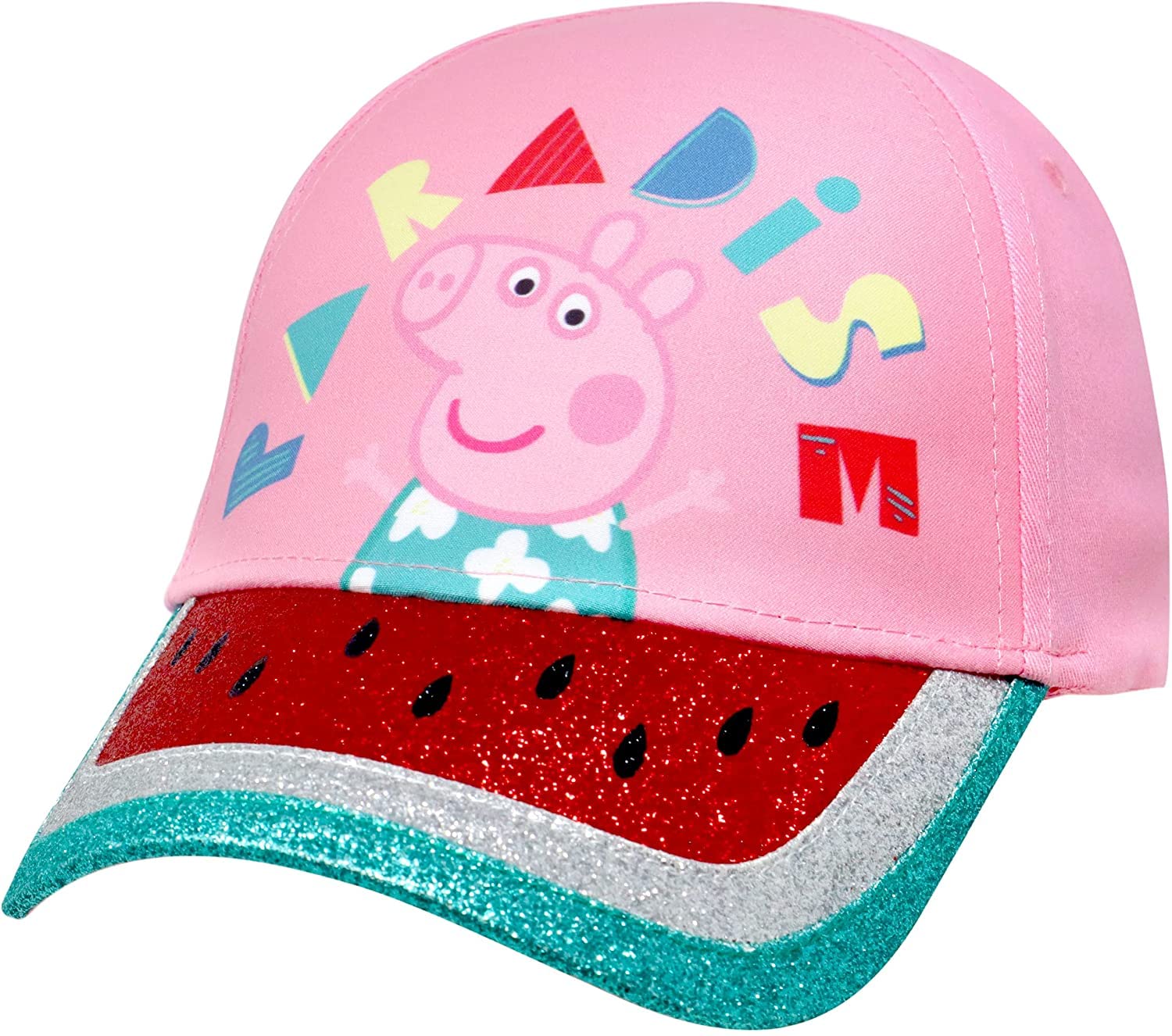 Peppa Pig Girls Pink Paradise Glitter-Melon Peak Summer Baseball Cap Hat (Pink)