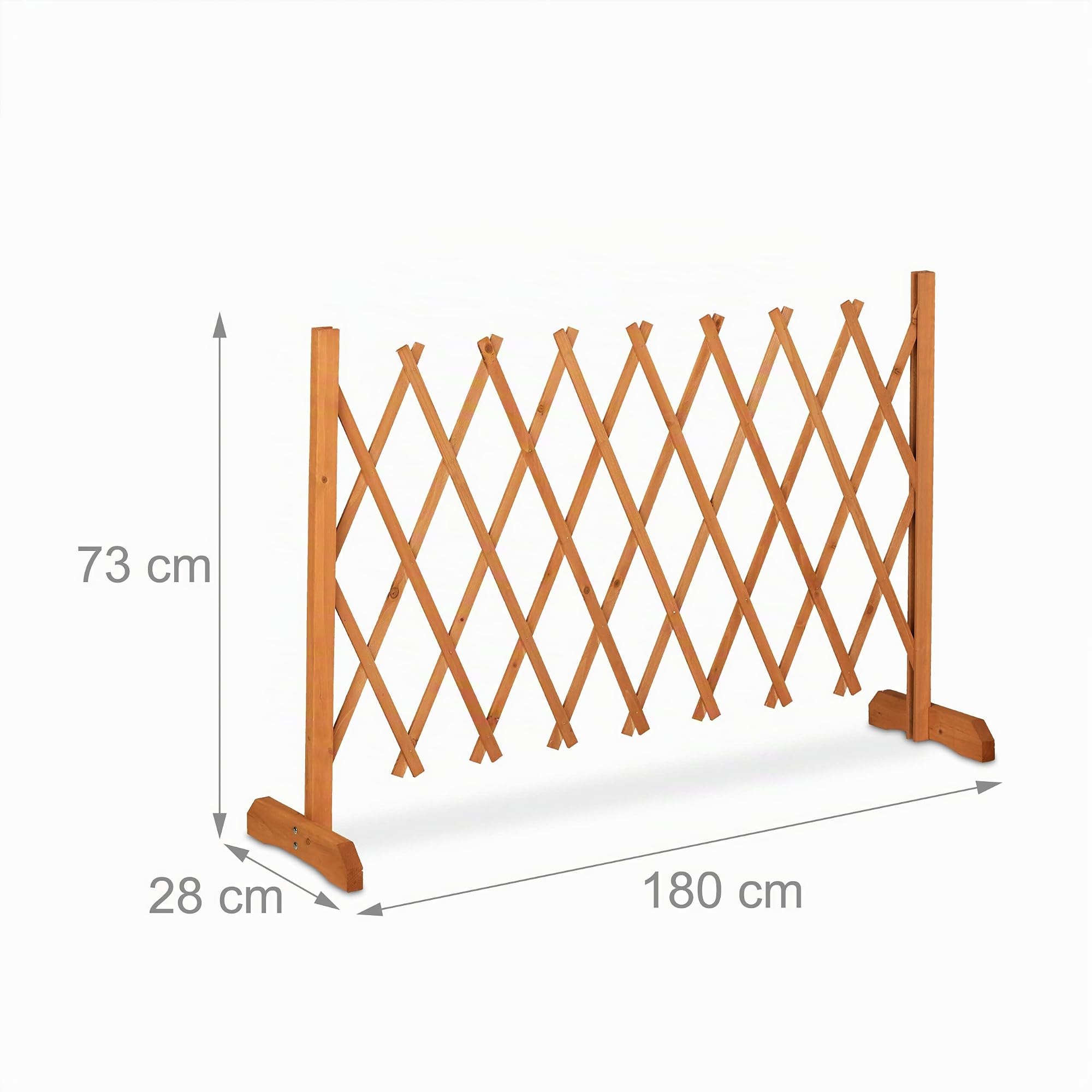 Relaxdays Rankgitter Holz, ausziehbar bis 180 cm, Rankhilfe Kletterpflanzen, Scherengitter freistehend, Garten, orange