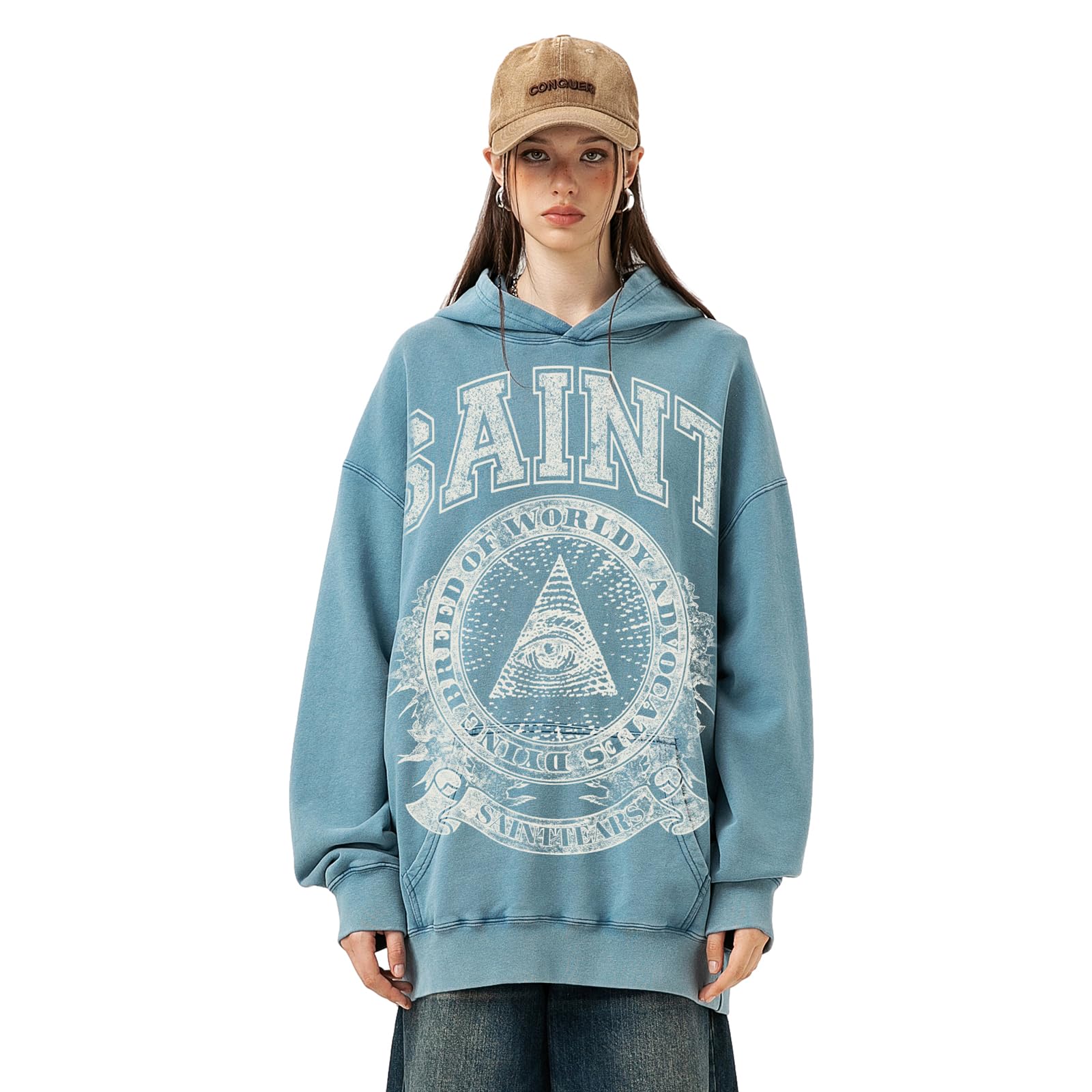 Chainsaw Man Felpe con cappuccio da uomo SAINT moda all-seeing occhio grafico felpa con cappuccio da uomo in cotone pullover felpe