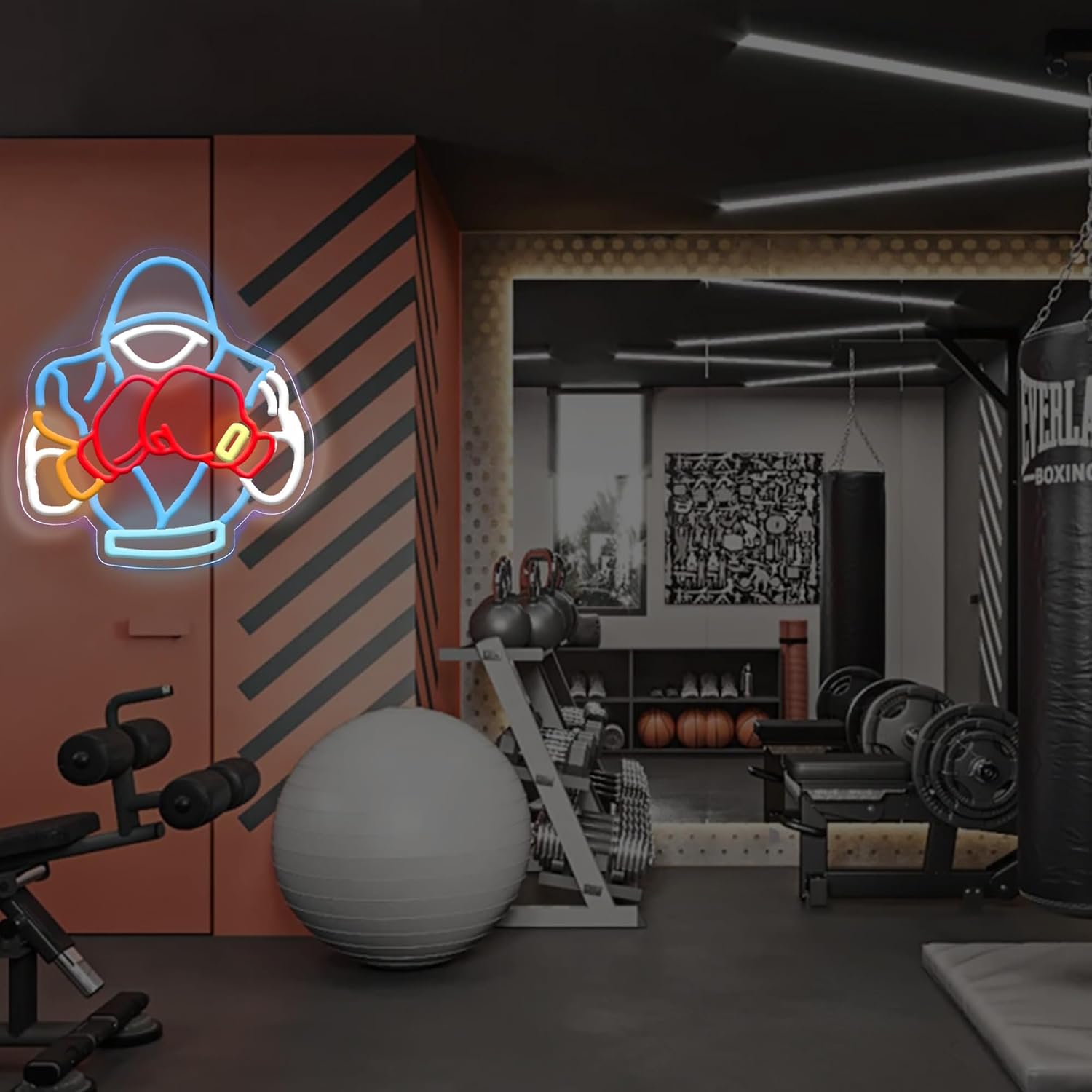 Boxing Neon Sign Suitable for room decoration, bar, game room, man den, boxing gym decoration, gift for boxing fans 14.4 * 13.2 inches
