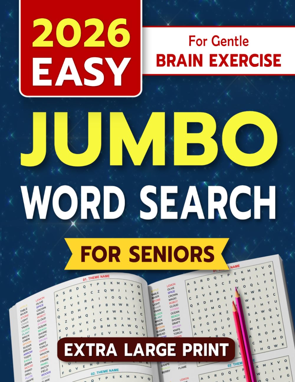 Jumbo Word Search for Seniors (Extra Large Print): Easy Word Search Puzzles for Relaxing, Fun & Stress-Free Brain Exercise