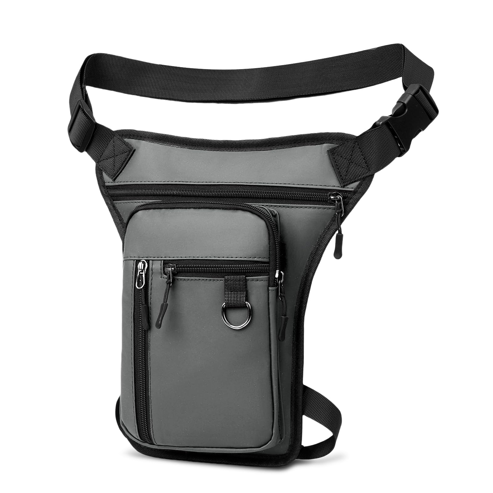 flintronic Beintasche Motorrad für Herren Damen, wasserdichte Multitaschen Beintasche mit Reißverschluss, Outdoor Hüfttaschen für Wandern, Camping, Motorrad, Fahrrad, Angeln (Schwarz)