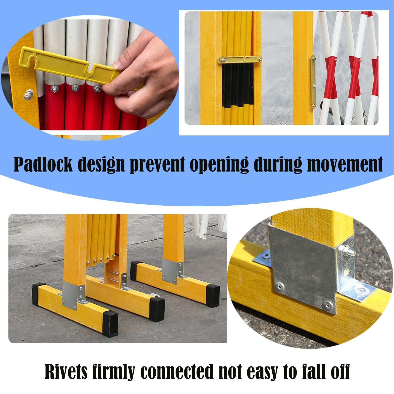 Barricada Móvil Expandible Barrera De Seguridad Portátil Para Empresas, Barricada De Mantenimiento Temporal Para Control De Multitudes, Barreras De Seguridad Expandibles(Black+yellow,L 2.5m)