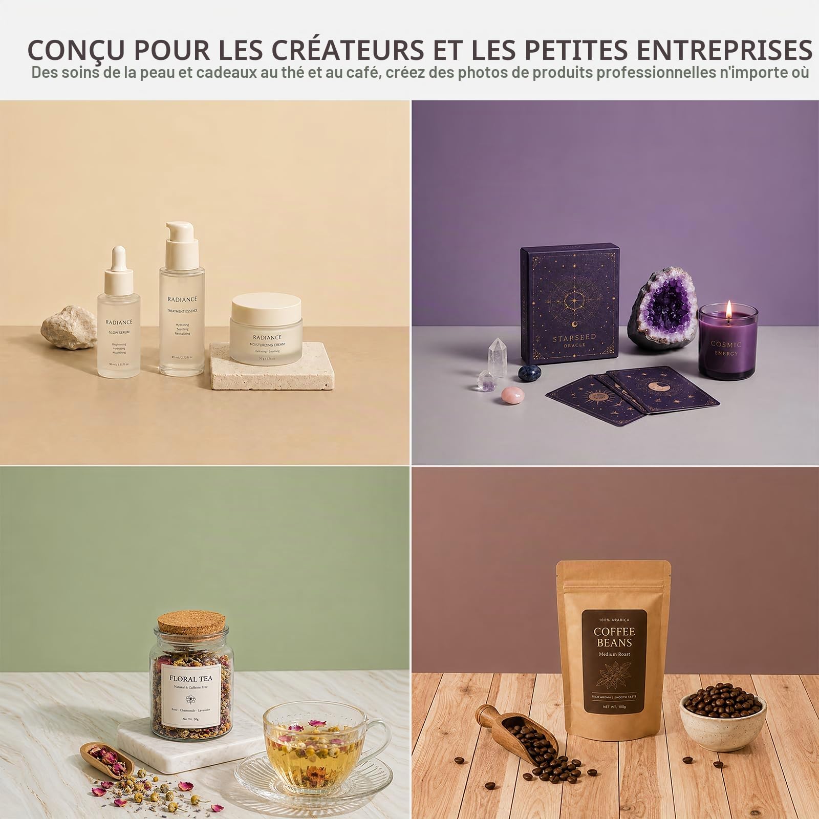 Toile de fond 12 pièces/24 couleurs Ensemble de fond de table en papier pour photos de petits produits photographiques – Mini kit studio photo pour vendeur en ligne