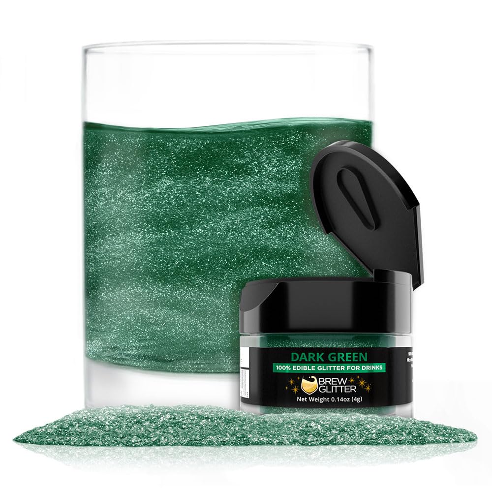 Brew Glitter Edible Glitter for Drinks, Cocktails, Beer, Garnish & Beverages (Dark Green, 4 Grams) | Mubboo