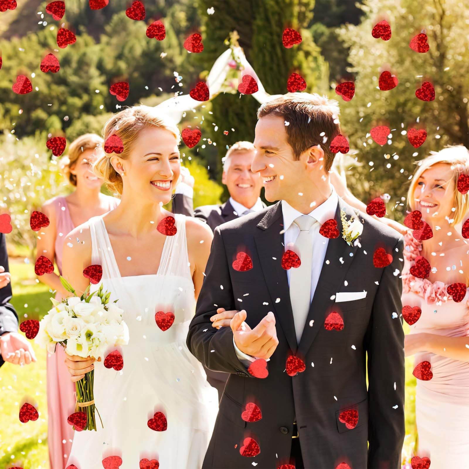 MARFOREVER Coriandoli rossi a forma di cuore, per San Valentino, glitter, decorazione da tavolo, per San Valentino, matrimonio, addio al nubilato, compleanno, fidanzamento, feste
