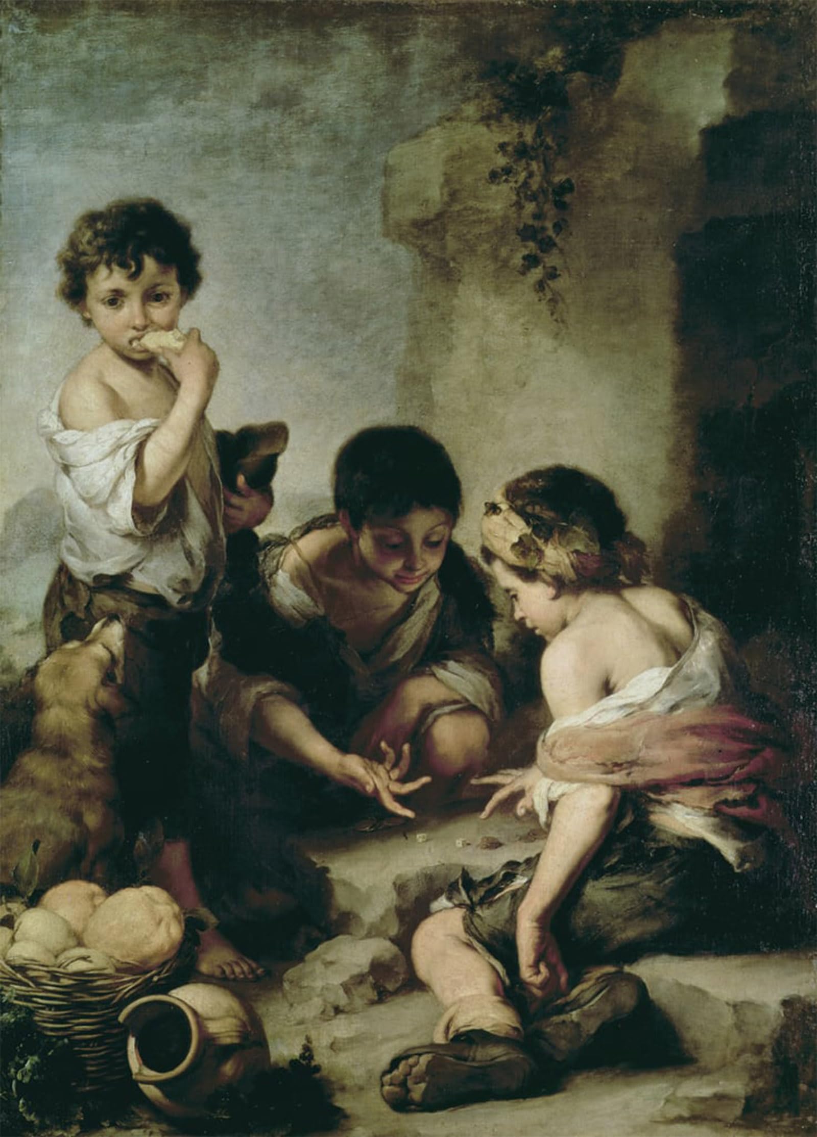 ARTXLXXBN Famous Prints Artwork Pictures Poster Painting Art Boys Playing Dice by Bartolomé Esteban Murillo Artwork Landscape Pictures for Home Decor 60x90cm