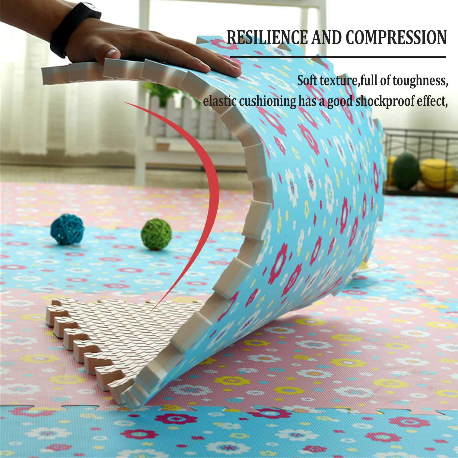 Tappetino da Gioco per Bambini, Tappetini in Schiuma per Bambini - Perfetto per La Protezione del Pavimento, Garage, Esercizio Fisico, Yoga, Sala Giochi,Blue+Beige,4