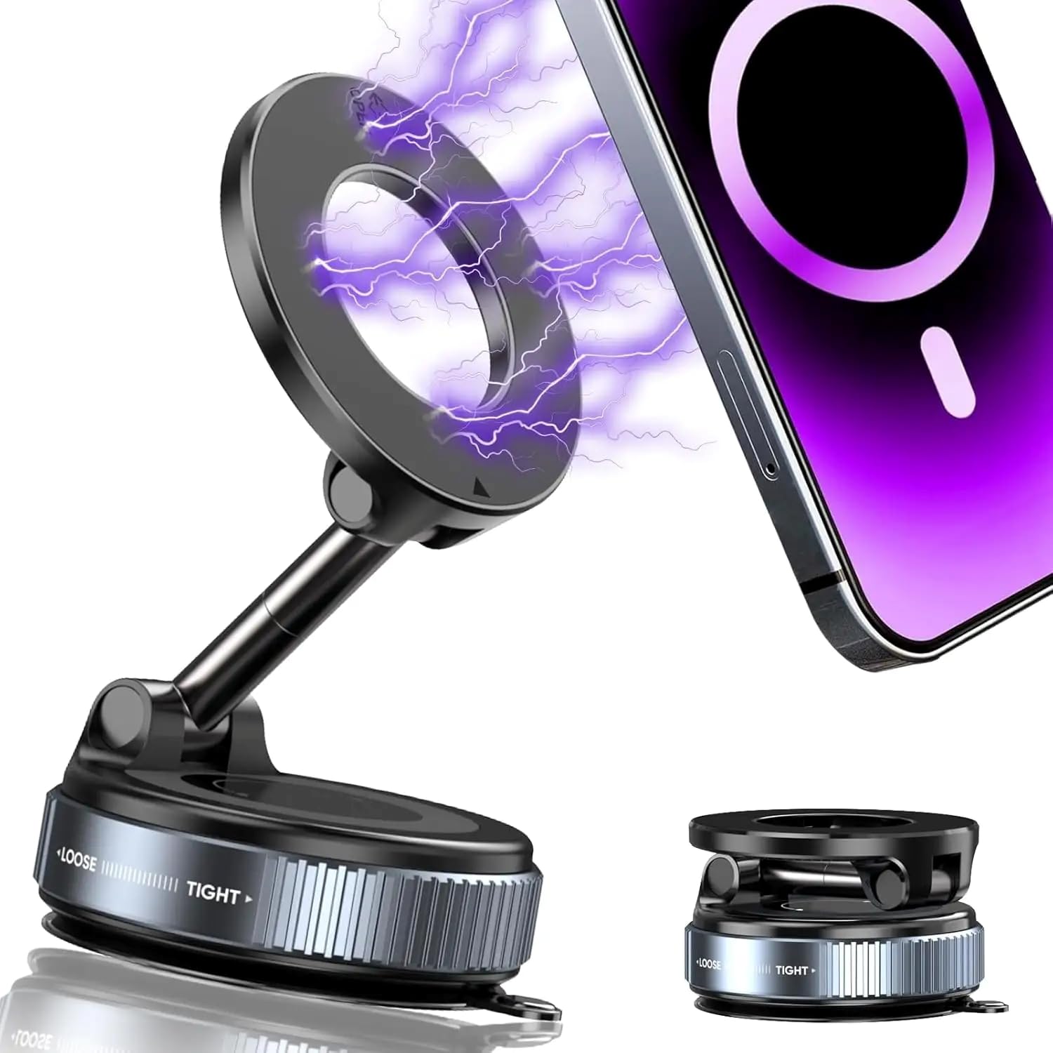Soporte magnético para teléfono K007 con ventosa al vacío de 360°, soporte magnético plegable y Ajustable para teléfonos, soporte giratorio Universal.