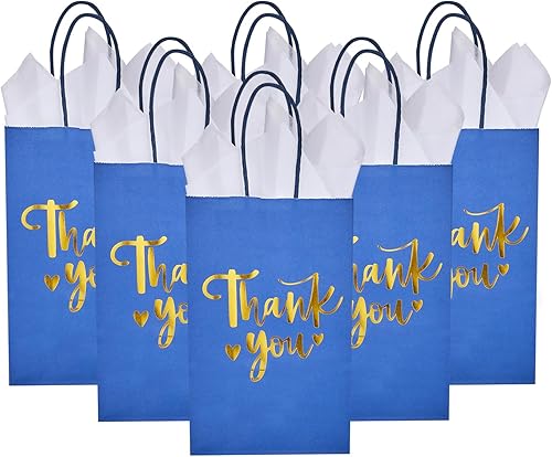 Miniatura 10 de DjinnGlory Paquete de 50 bolsas pequeñas de regalo de agradecimiento de papel de aluminio blanco y dorado con asas y 50 papel de seda blanco para