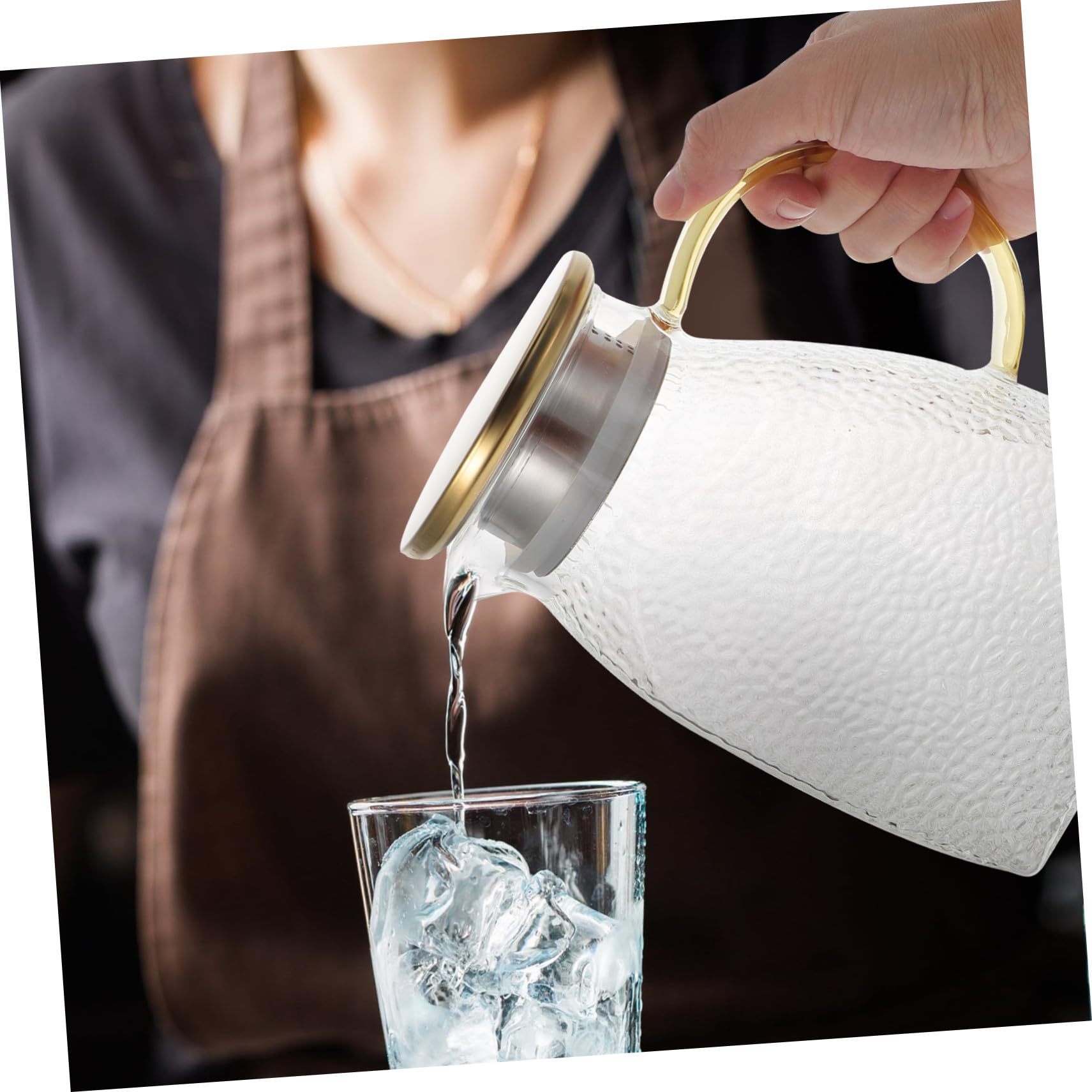 Bottiglia di Vetro per Acqua Fredda Resistenza al Freddo, Capacità Grande, Design Trasparente e Moderno, per Conservare Tè e Succhi di Frutta Colore Casuale