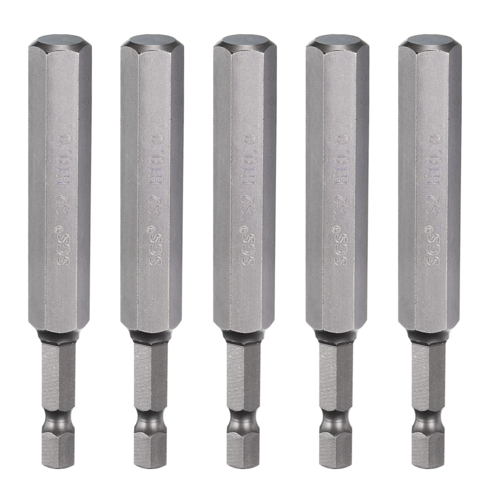 sourcing map 5pcs H10.0 Hex Head Drill Bit Wrench 10mm Metric Flat Tip 1/4" Hex Shank 100mm (4") Long Magnetic Hexagonal Screw Driver Socket Industrial Screwdriver Power Bits — image 1