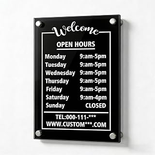 Professional customization of acrylic business hour signs personalized store business hours QR code sign outdoor office label and doorplates (T-custom)