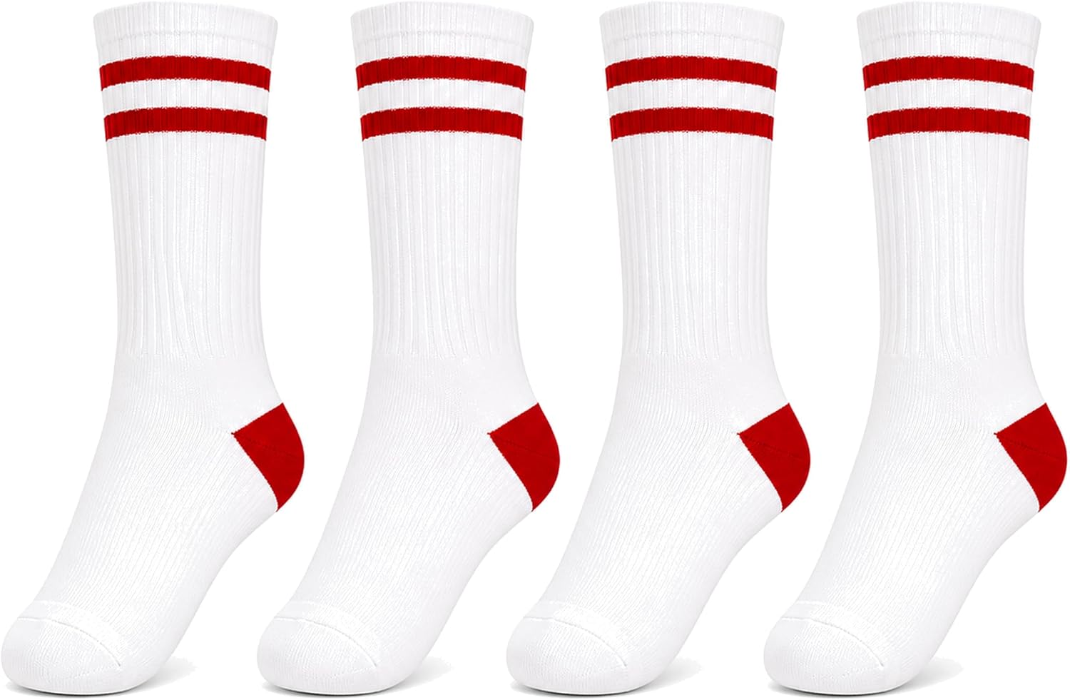 4 Pairs Striped Cotton Crew Socks, Cozy Breathable Casual Daily Gift Socks for Men & Women