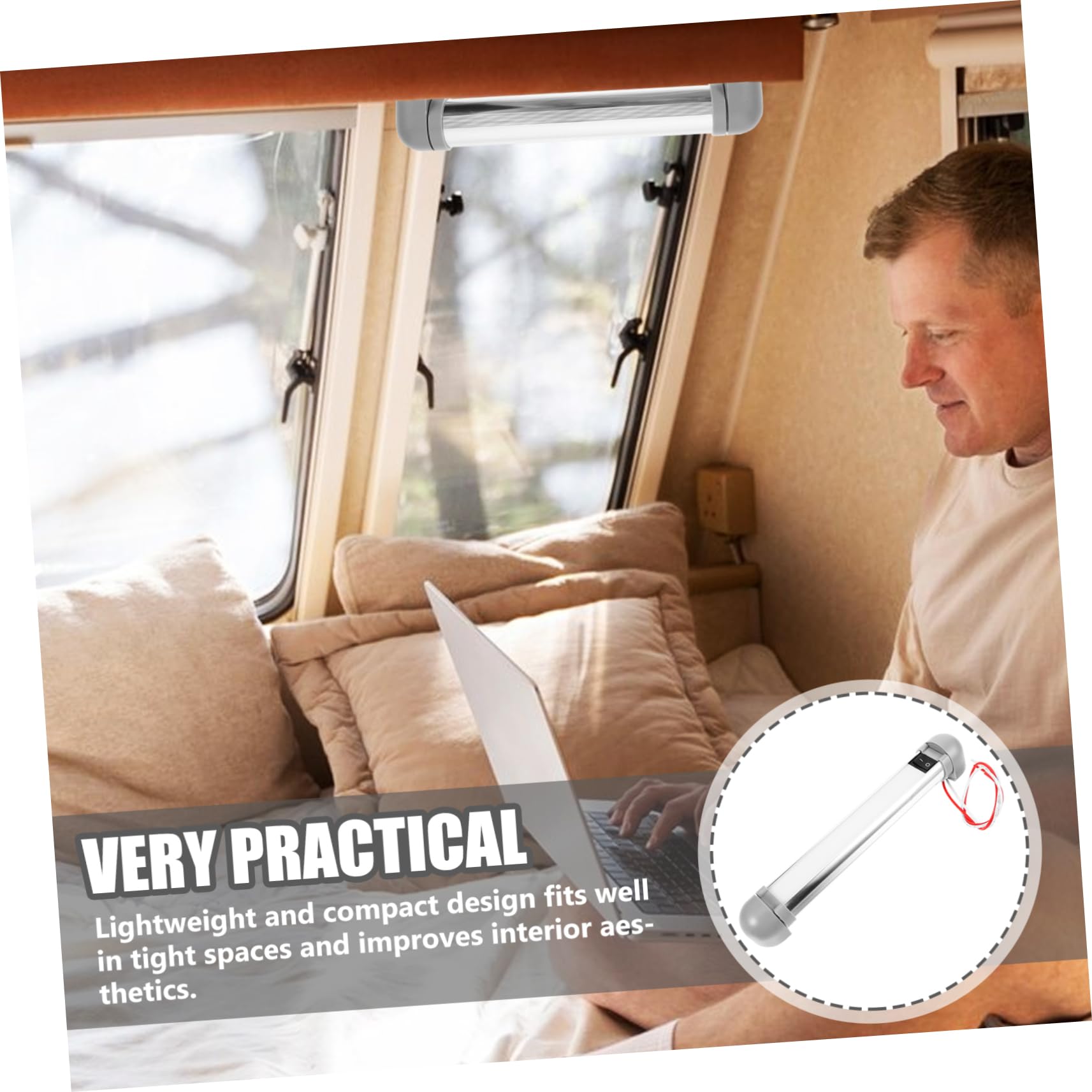 HAPINARY 24V Car Interior LED Light Bar Rotatable Switchable LED Light for Rvs Trucks Trailers Boats for Compartment and Indoor Use