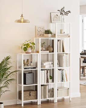 Book Shelf, 5 Tier Tall Bookshelf, Narrow Bookcase with Open Shelves, 38 x 27 x 136CM, Book Shelves for Living Room, Office, Study, White