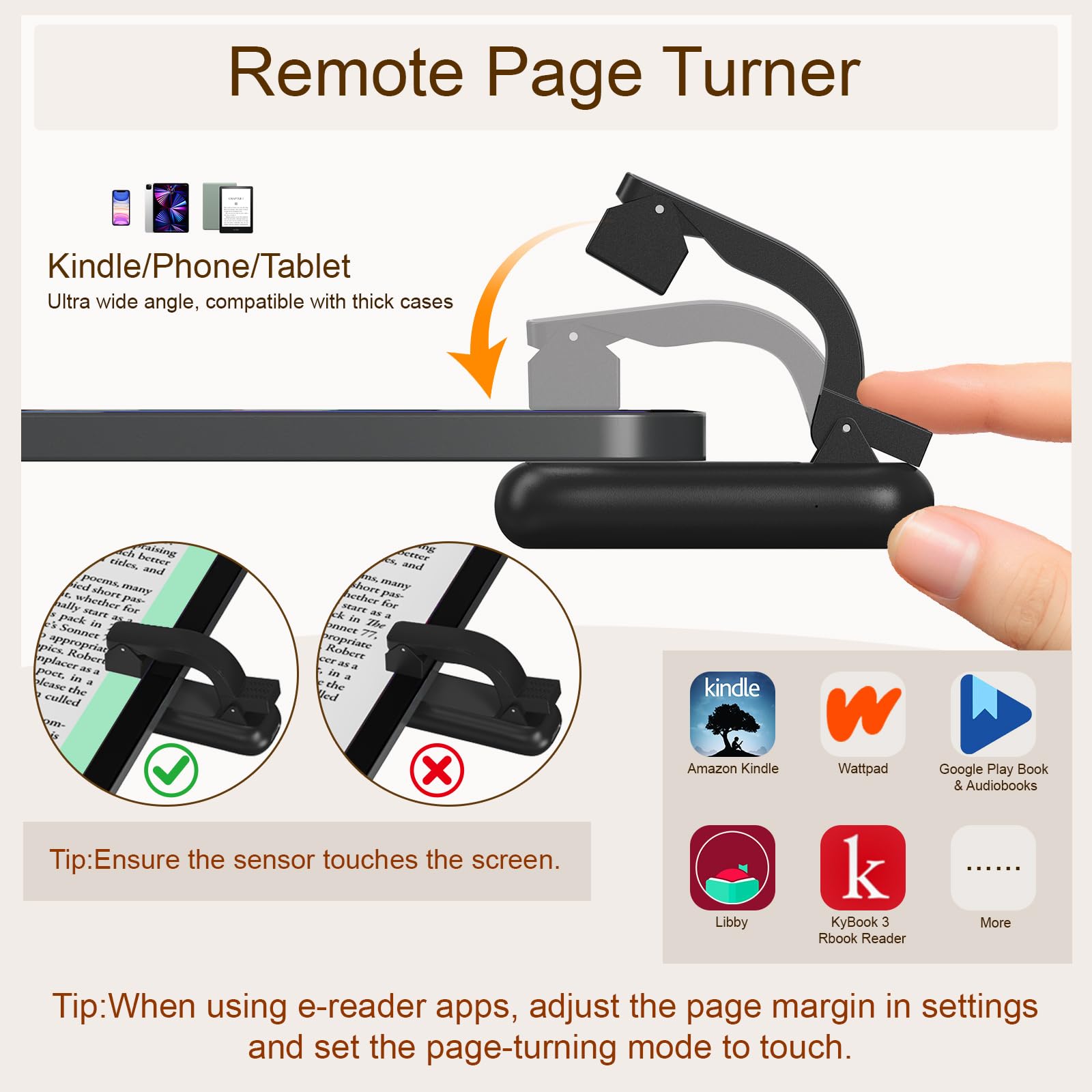 Houele Soporte de suelo para tablet con girador de páginas, soporte de suelo para iPad con bandeja | Soporte para Kindle de altura ajustable para cama, tablet, iPad, para Kindles, iPad y teléfonos de 4.7 a 15.6 pulgadas