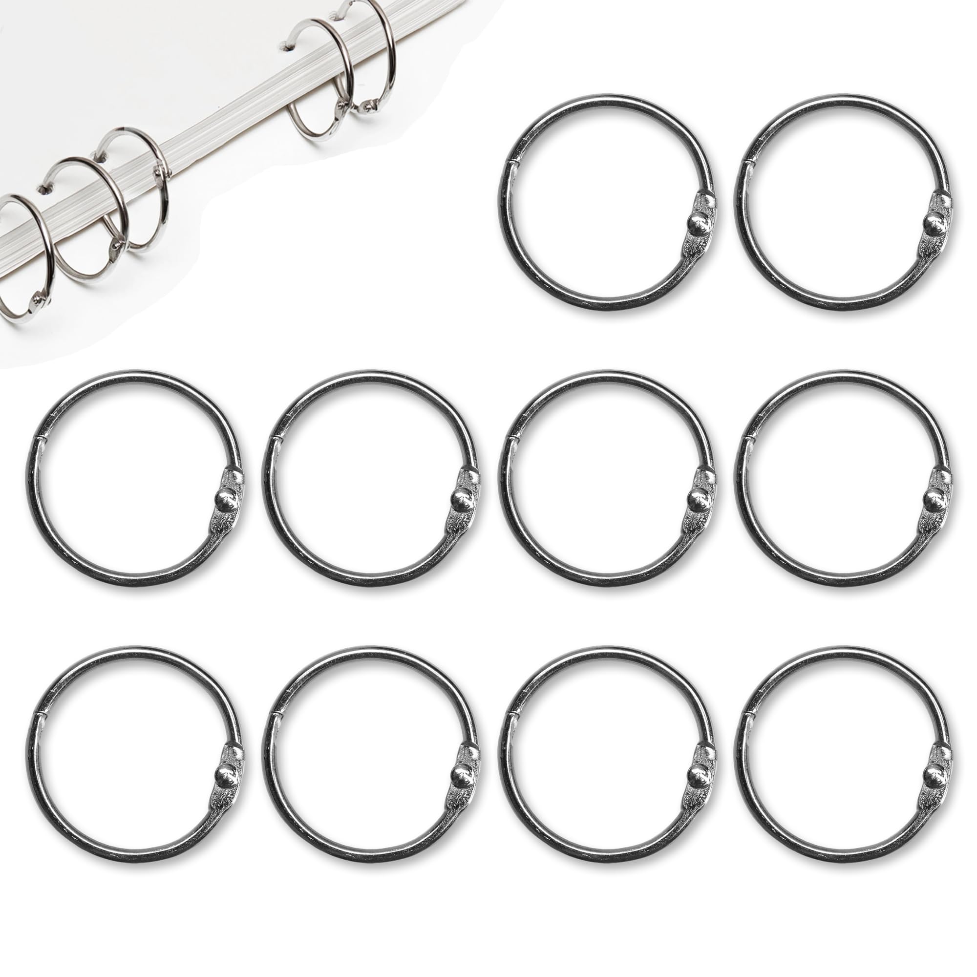 Card Rings, 10Pcs 30mm/1.2 inch Loose Leaf Binder Rings Small Ring Binder Card Rings Index Card Rings Small Book Rings Ring Binders Clips for Cards, Cue Cards, School, Office, Home