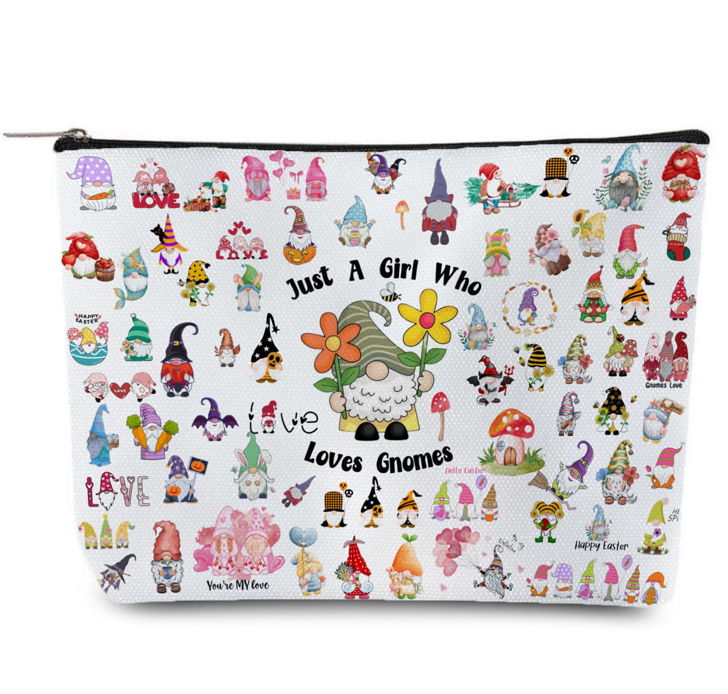 Cute Gnome Makeup Bag, Gnome Themed Cosmetic Bag for Gnome Lovers, Adorable Gift Toiletry Pouch Organizer Bag for Daughter Besties Mom Grandma Girl Women Girlfriends Birthday Gift (Gnomes)