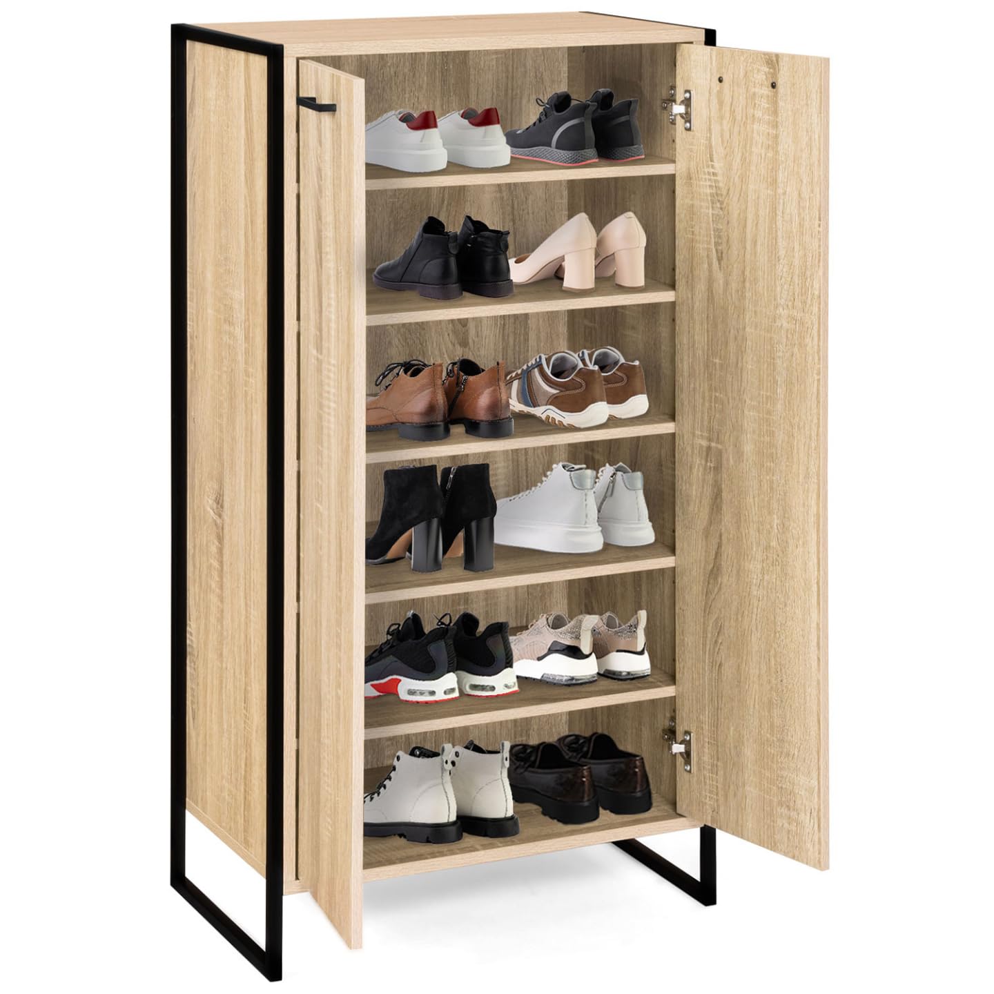 IDMarket - Armario zapatero LUIS de diseño industrial con 2 puertas
