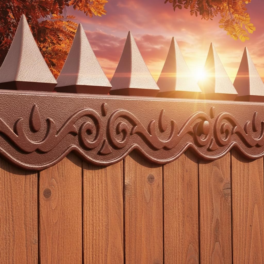 Grangewood Fencing Supplies Ltd Anti-Climb Security Spikes โ Weatherproof Plastic Fence Toppers, Deterrent for Cats, Birds & Intruders - 2 x Twin Pack (Brown)