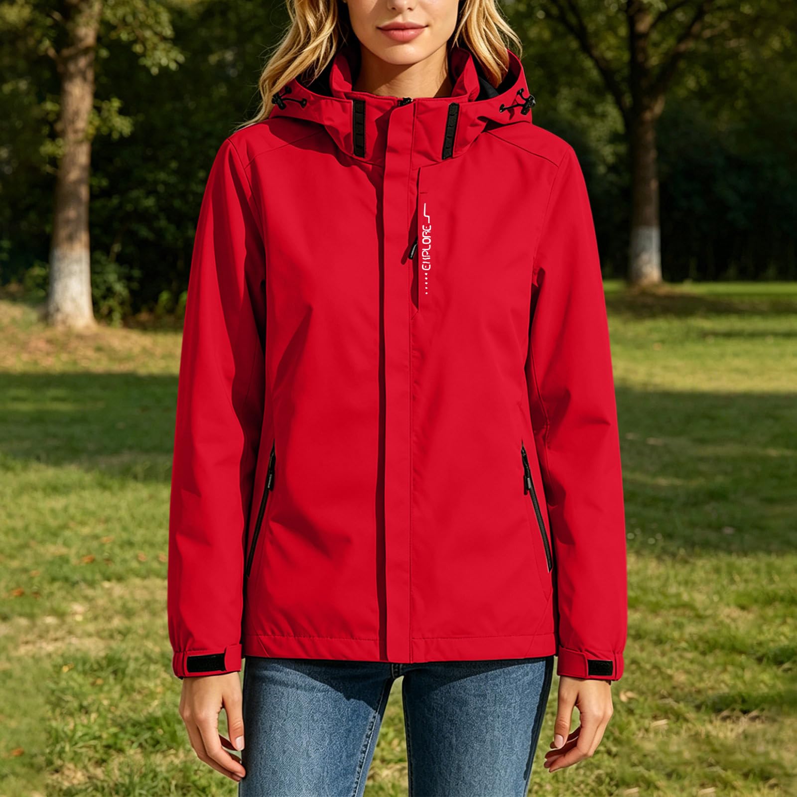 Générique Impermeable Femme Veste de Pluie Parka avec Capuche Manteaux Coupe Vent Manteau Léger Classique Outwear Randonnée Veste D'Extérieur Blouson Softshell Montagne Jacket