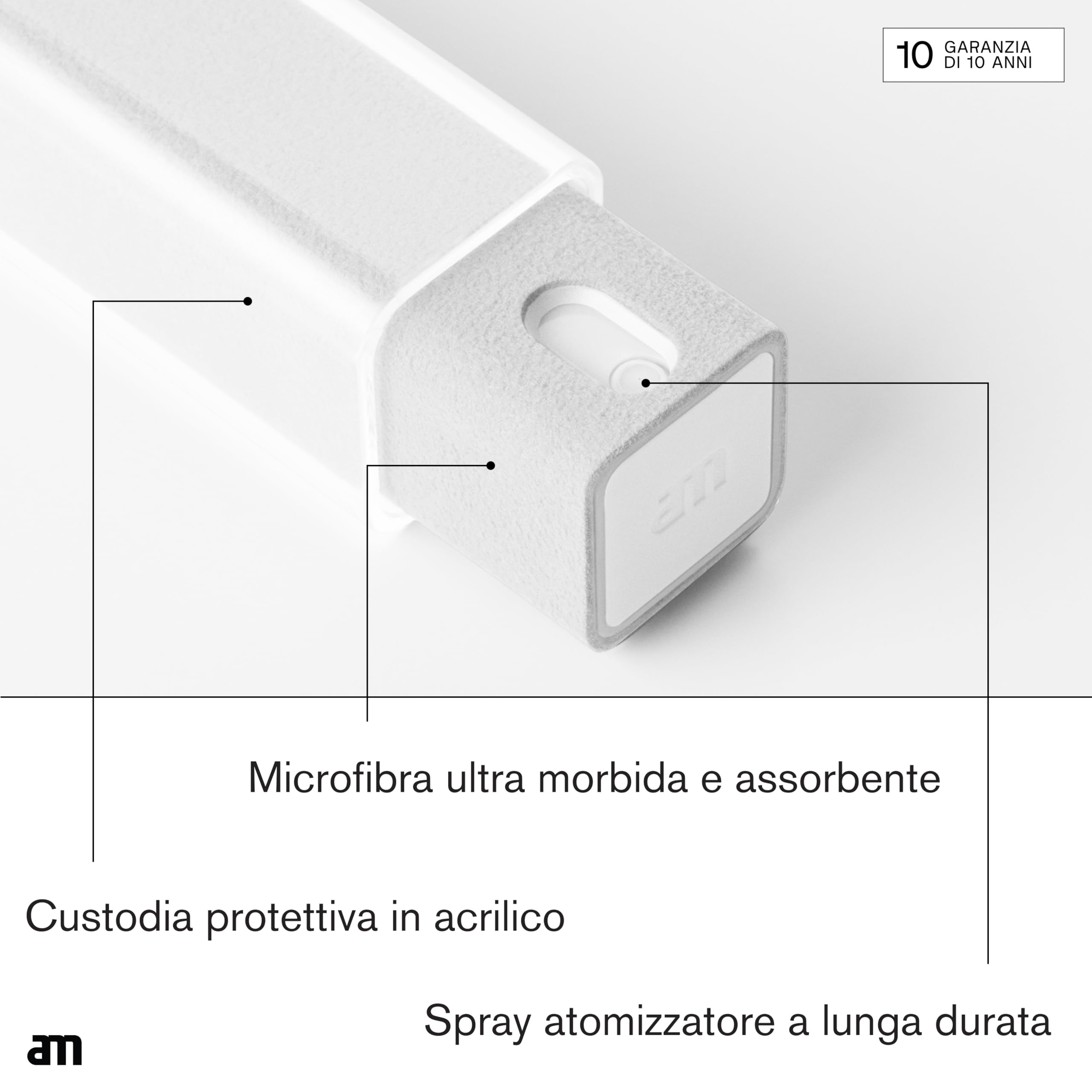 am Spray Pulizia Schermo 2 in 1 con Panno in Microfibra Integrato per Smartphone, Tablet, Laptop, Monitor PC, Smart TV e Display Auto, Ricaricabile (Grigio Chiaro, 1 Pack)
