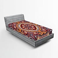 Vista 27 de Ambesonne Sábana bajera africana, estampado abstracto de líneas únicas, funda de cama con bolsillo profundo elástico para mayor comodidad