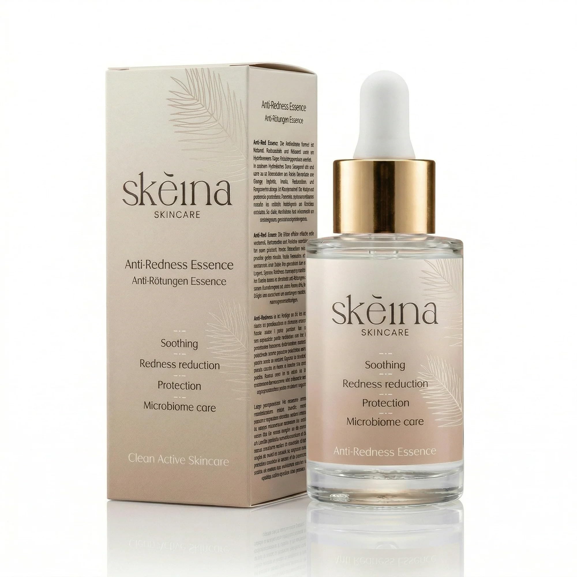 Anti Redness Essence Gesichtsserum gegen Rötungen, Niacinamid und Madecassoside, beruhigendes Hyaluron Serum hochdosiert für empfindliche Haut, parfümfrei, hypoallergen