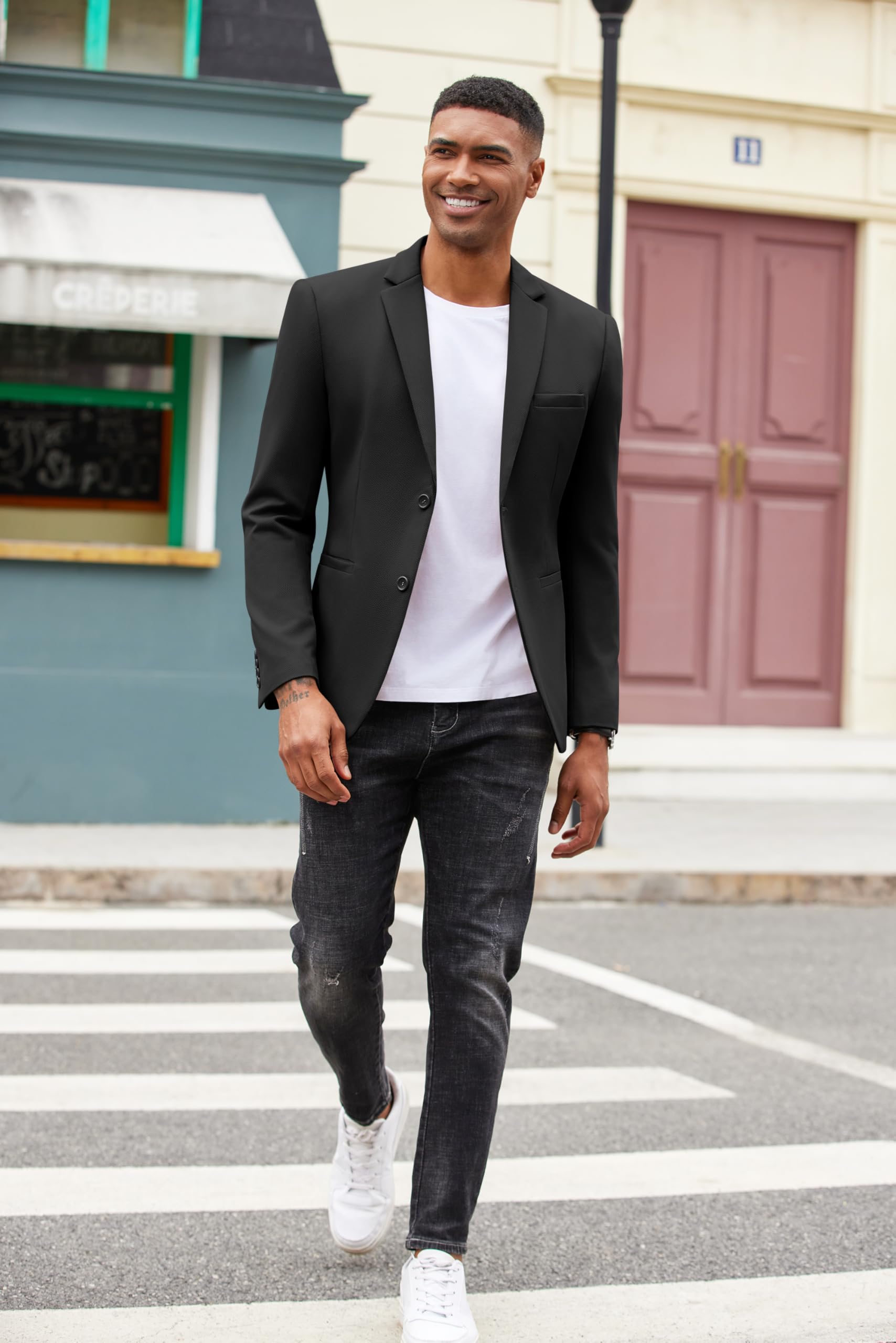COOFANDY Giacca sportiva da uomo, casual, leggera, con 2 bottoni, vestibilità regolare