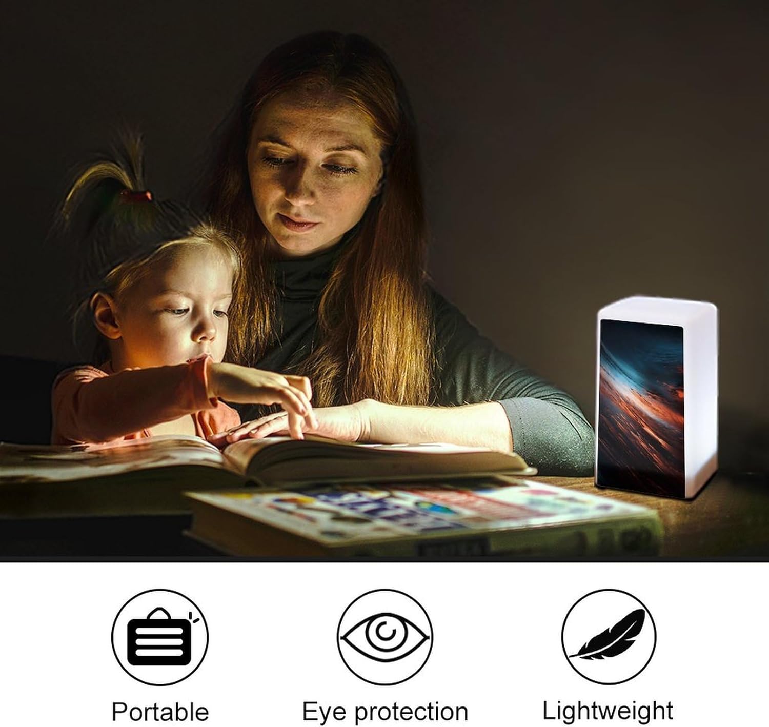 Cordless Night Light Battery Powered Dimmable Lamp for Reading Abstract Pattern Small Desk Lamp for Bedroom Living Room Office