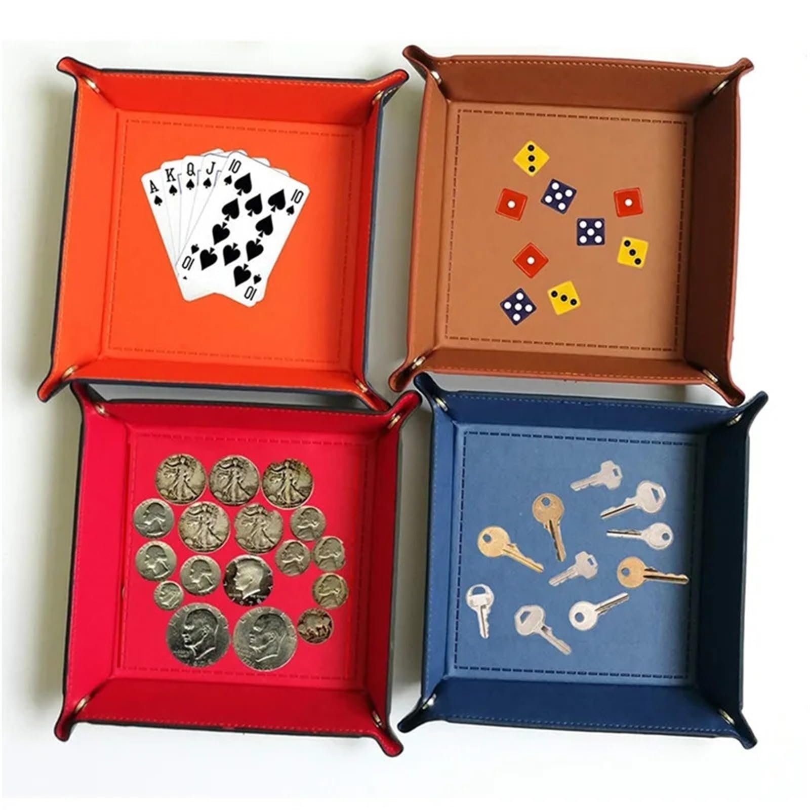 UPKOCH – Plateau à Dés Pliable En PU, 17,5 X 17,5 X 6 Cm, Rangement Polyvalent Pour Jeux, Clés Ou Cosmétiques (jaune)