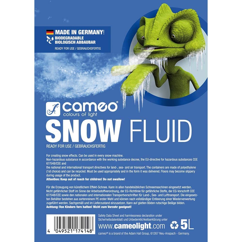 Cameo SNOW FLUID 5 L - Liquide spécial pour machines à neige pour la production de mousse 5 l