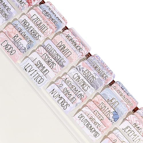 Idyllic Grace - Pestañas de la Biblias, pestañas bíblicas españolas, letras de lámina dorada, herramienta de estudio, diario, Antiguo y Nuevo