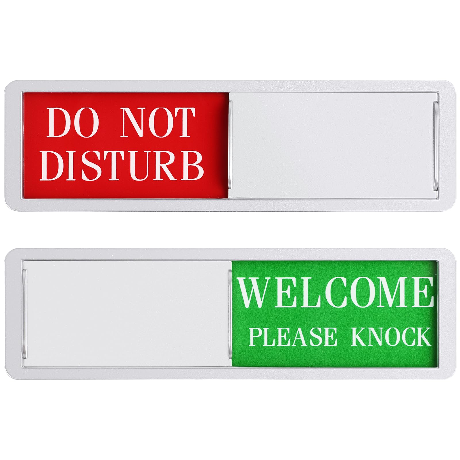 Do Not Disturb Door Sign, 7 x 2 Inch Slider Door Indicator Sign for Office Home, Please Knock Slider Sign, Privacy Sign, Do Not Disturb and Welcome Sign (Sliver)