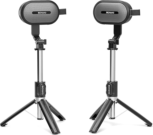 SOWO Juego de altavoces Bluetooth duales inalámbricos, 2 soportes ajustables, sonido estéreo de alta fidelidad, sincronización de emparejamiento
