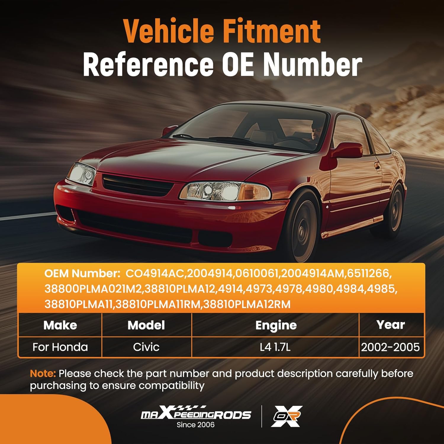 maXpeedingrods A/C AC Compressor w/Clutch For Honda Civic 2002 2003 2004 2005 L4 1.7L