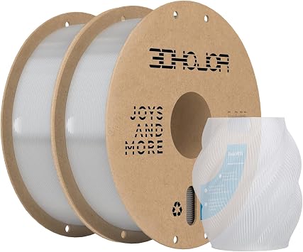 3DHoJor Update Basic PETG Filament 1.75mm 3D Printing Filament 1kg*2 Bundle Spool 3D Filament 1.75mm Dimensional Accuracy +/- 0.03mm Non Tangling Non Clogging,Print with Most 3D Printers-2Pack Clear
