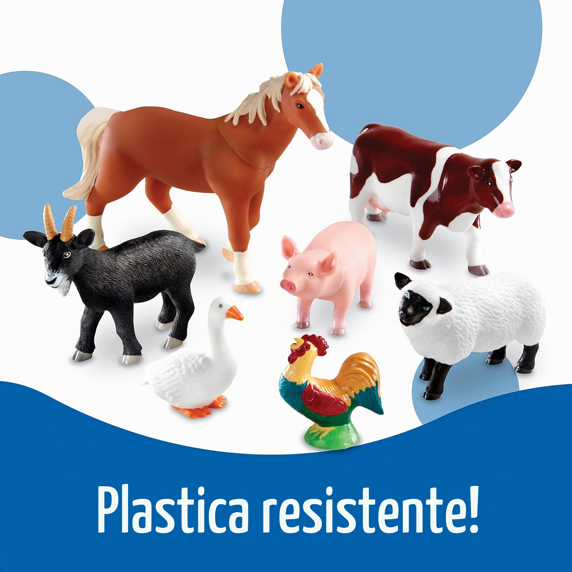 Learning Resources Animali della Fattoria Jumbo, Dai 18 Mesi, Set da 7 Animali in Plastica Resistente, Ideali per Giochi Immaginativi e Attività Montessori