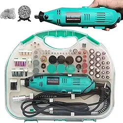Micro Retifica Elétrica, 135W, Verde, 8.000-32.000 RPM, Kit com Acessórios, 12V, para Corte, Gravação, Moagem, Polimento, 5 x 5 x 23 cm