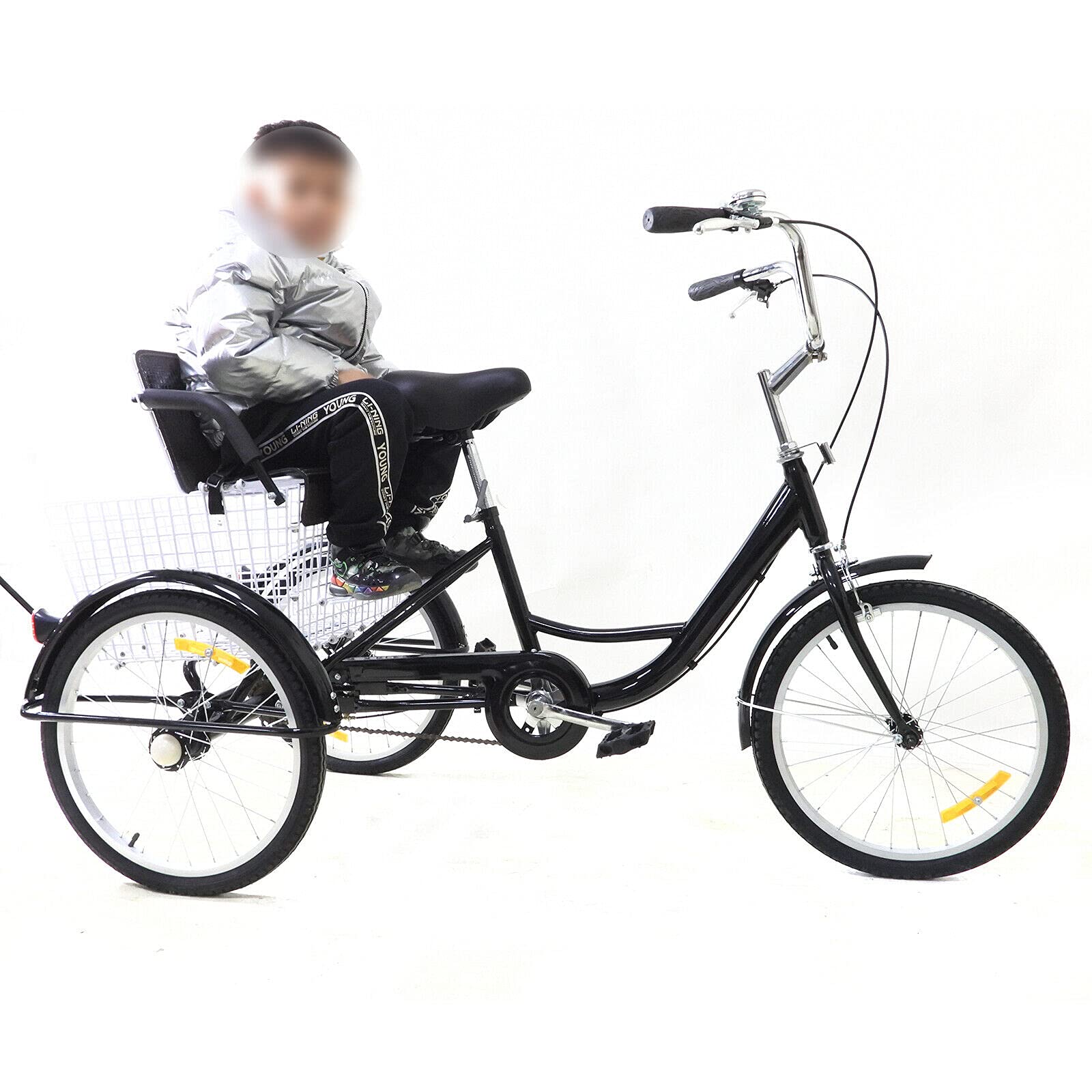 Tricycle Adulte 20 Pouces 8 Vitesses - Panier Inclus, Hauteur Réglable 73.5-92 Cm - Capacité 110 Kg - Pour Courses Et Loisirs