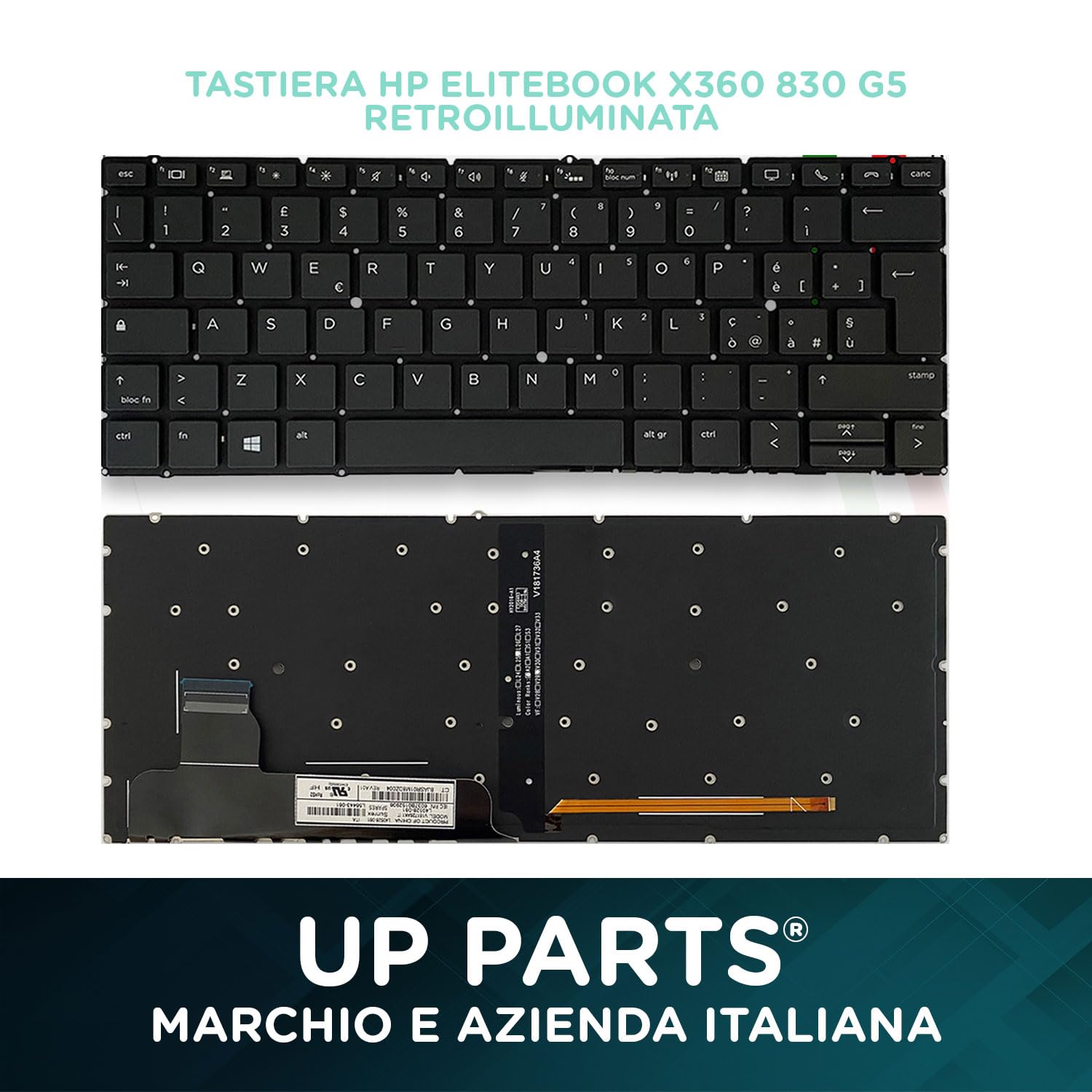 Tastiera Italiana per HP Notebook EliteBook X360 830 G5, 830 G6, Spare Parts L56443-061, L40528-061, V181726AK1 IT (con trakpoint e Retroilluminazione)