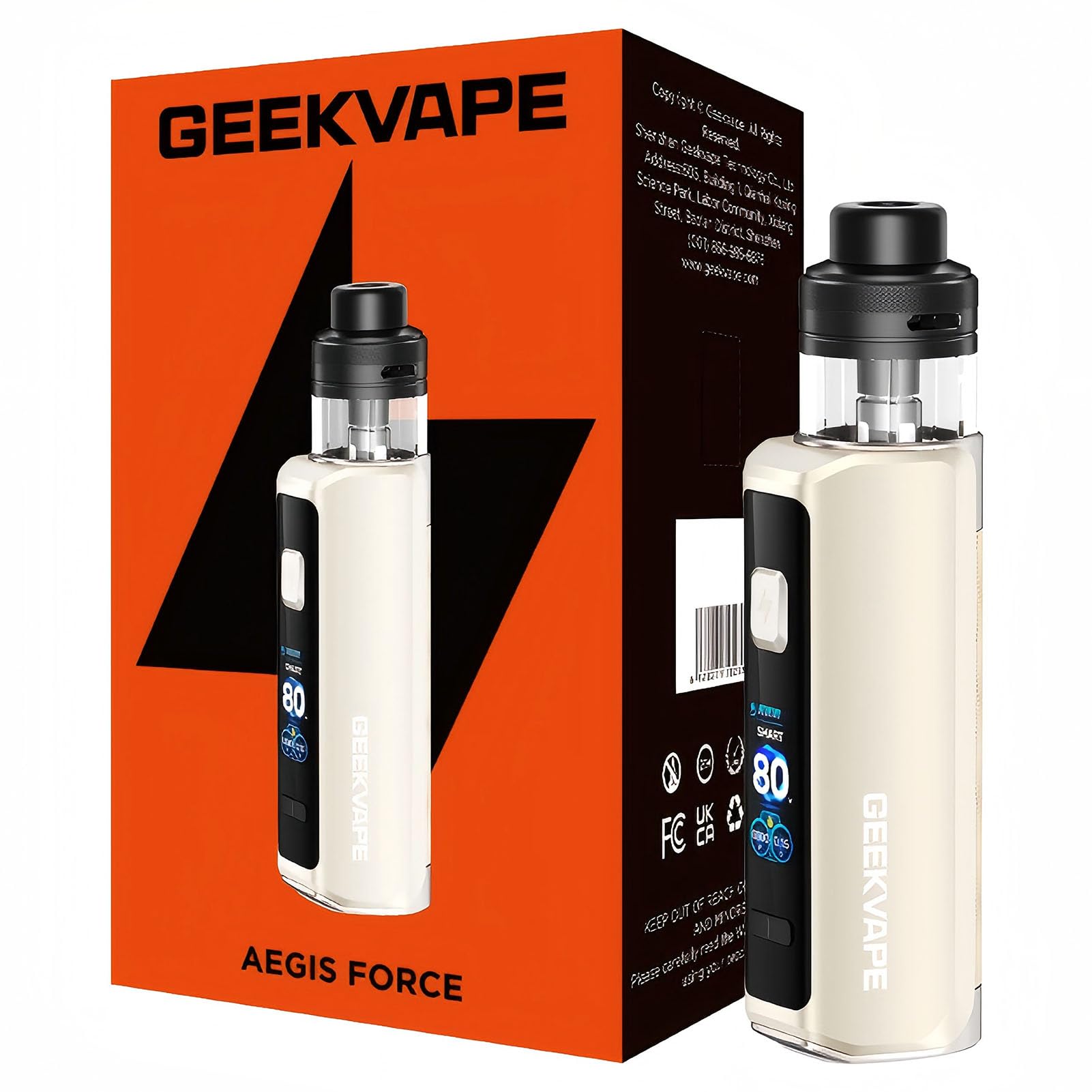 GEEKVAPE Aegis Force Kit 80 W Mod Botier Batterie intgre 3200 mAh  Cartouche Aegis Force 5 ml Compatible avec la rsistance B vapotage MTL/DTL  for Freebase/Nicsalts (Blanc ivoire) : Amazon.fr: High-Tech
