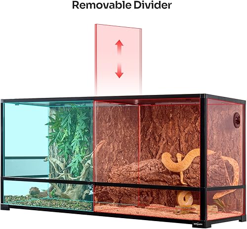 Miniatura 7 de REPTIZOO Terrario grande de reptiles de 88 galones de 48 x 18 x 24 pulgadas, tanque de vidrio derribado para reptiles con puerta de doble bisagra y