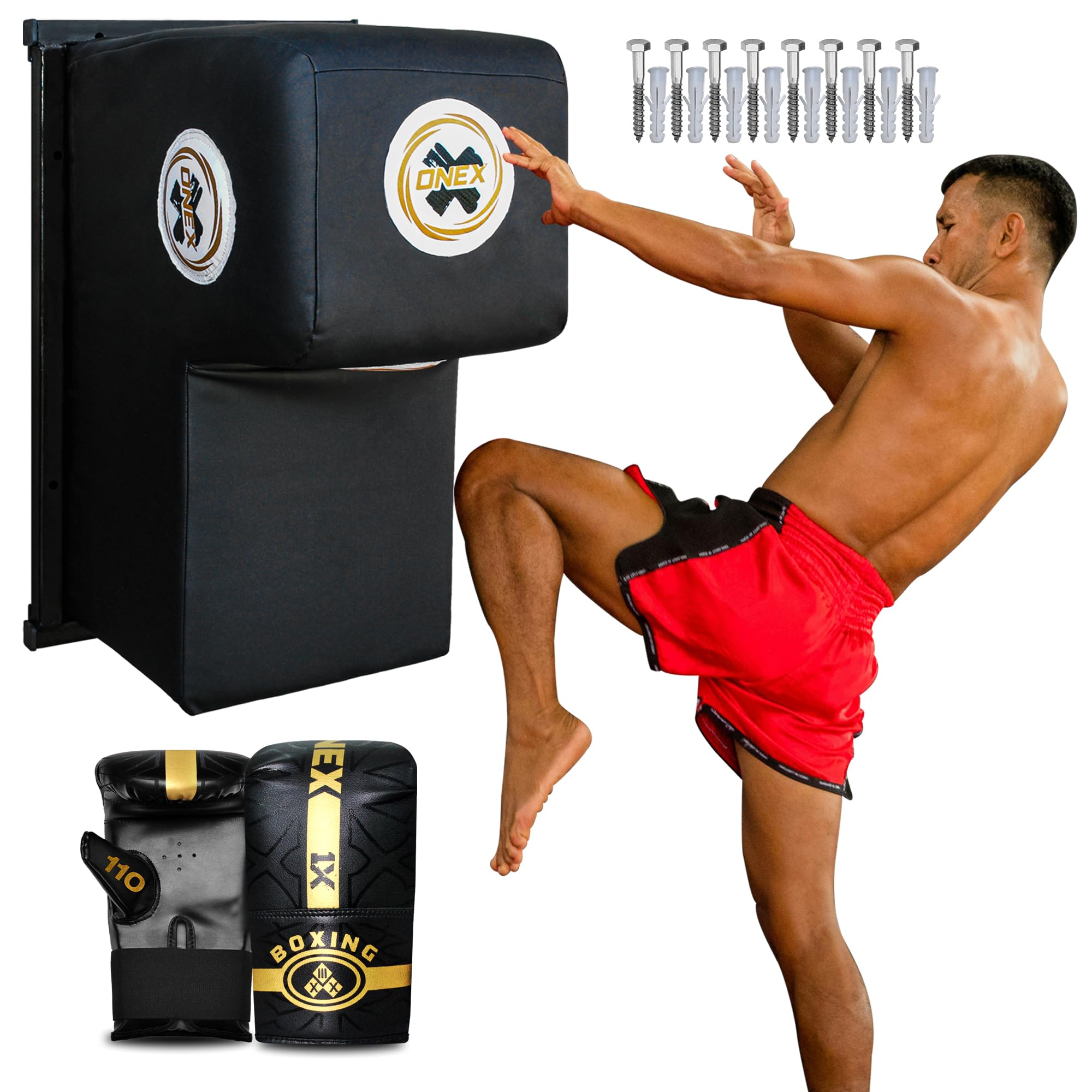 Boxing Punch Bag Uppercut Seat with Gloves – Wall Mount Heavy Duty Training Bag for Boxing, MMA, Muay Thai, Kickboxing & Karate – Complete Home Gym Set for Men & Women