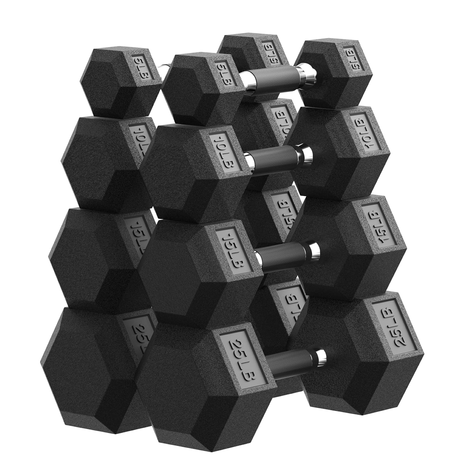 PAPABABE Hex Dumbbell Set 45-550 lb Rubber Encased Home Gym Dumbbells Weights Dumbbells for Women Men Hand Weight