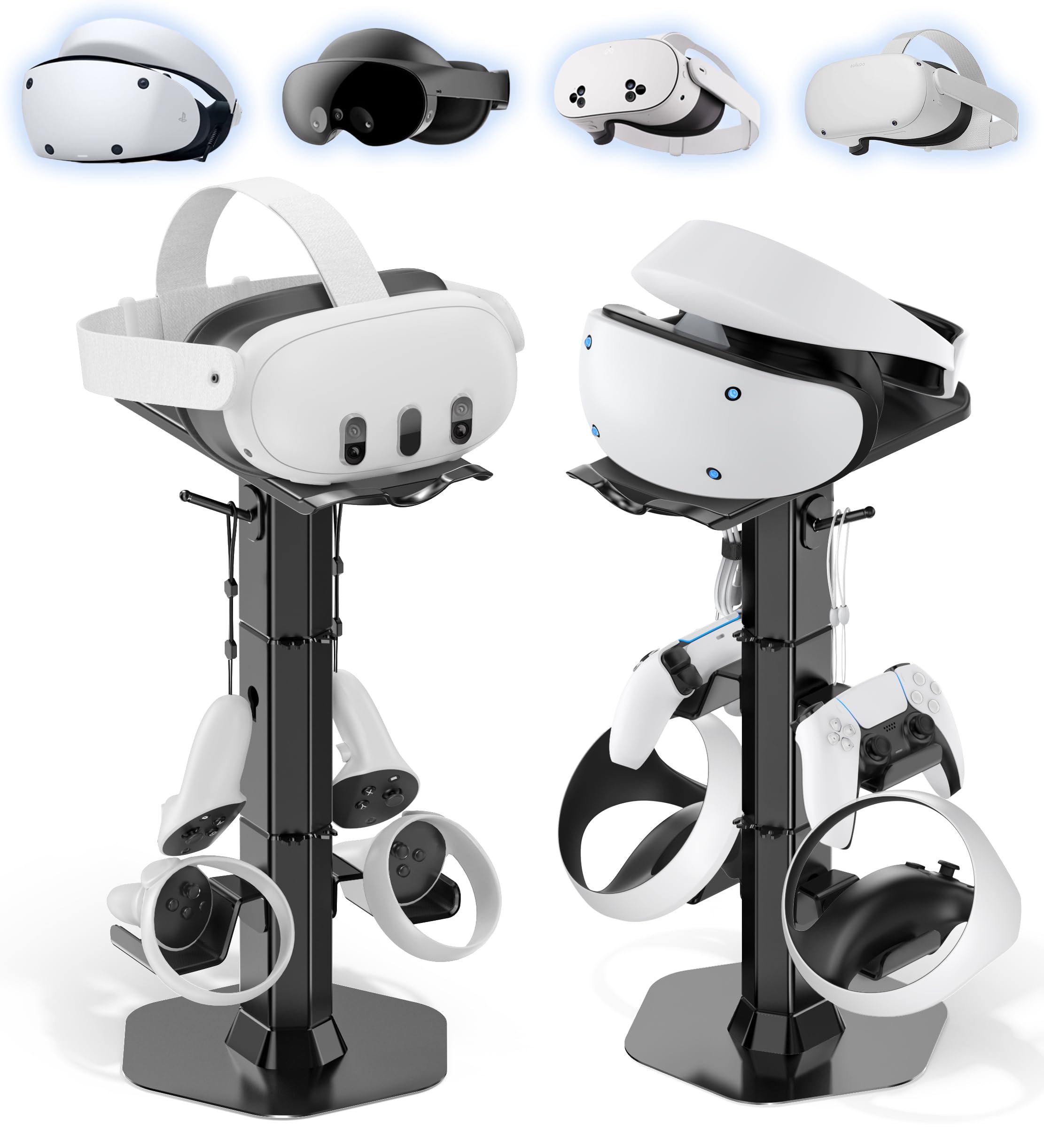 Kosker Headphone &amp; Controller Stand with VR Holder Stand for Desk, Universal VR2 Gaming Headset Stand for PS5/Xbox/PSVR2/Meta Quest, Controller/VR Storage with Cable Organizer, Sega Genesis Consoles